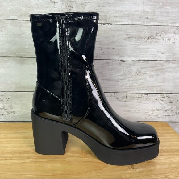 Aldo Upstep Lug Sole Ankle Boot Black Size 7 - Picture 2 of 5